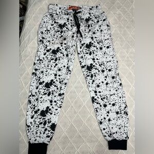 Men's Black and White Splatter Joggers